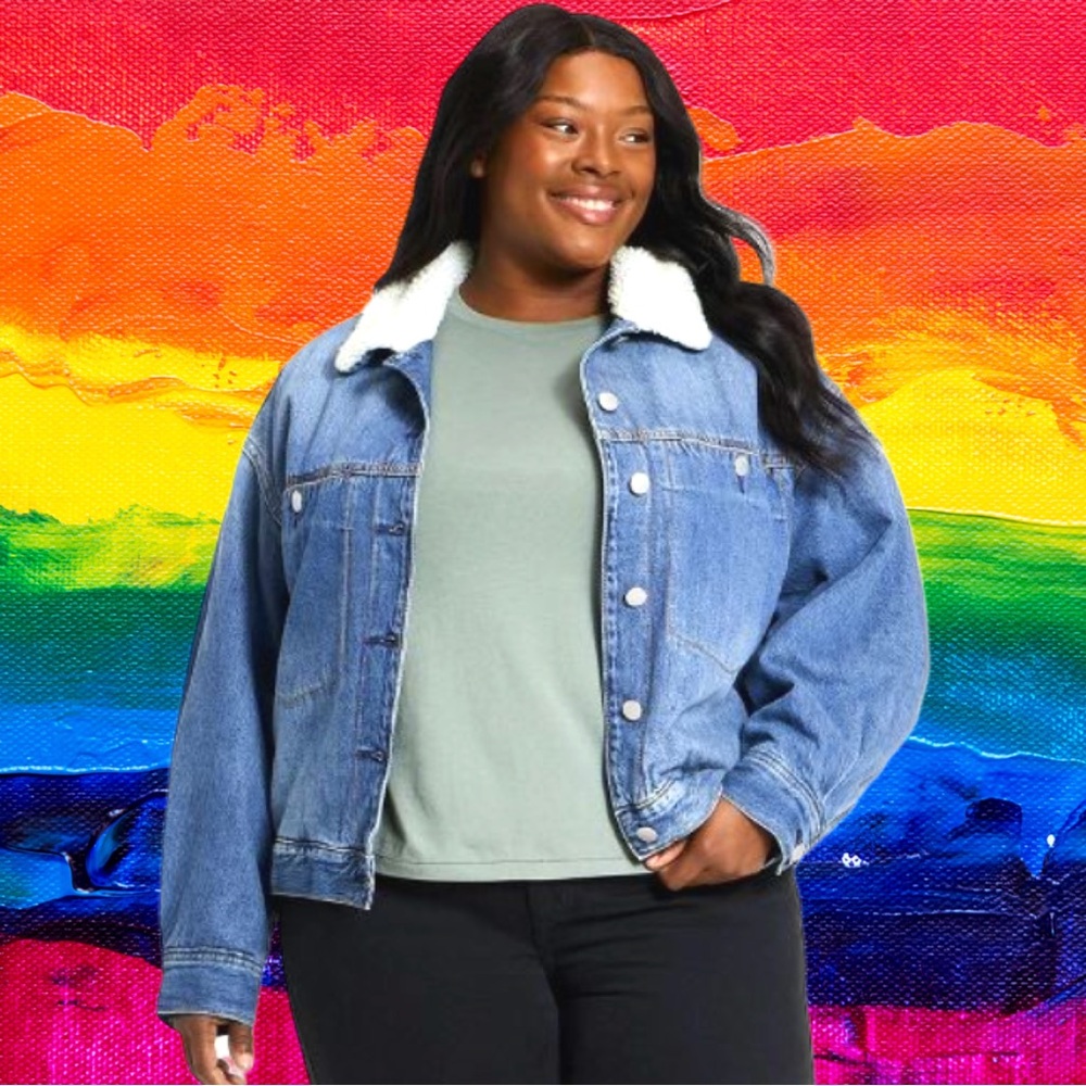 🆕Universal Thread Women’s plus-size Blue Denim Sherpa-Collar Jacket💜💜3X
